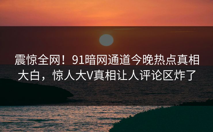 震惊全网！91暗网通道今晚热点真相大白，惊人大V真相让人评论区炸了  第1张