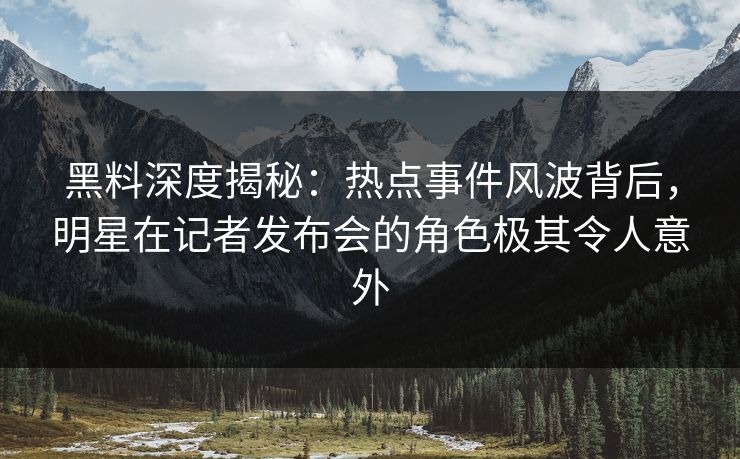 黑料深度揭秘：热点事件风波背后，明星在记者发布会的角色极其令人意外