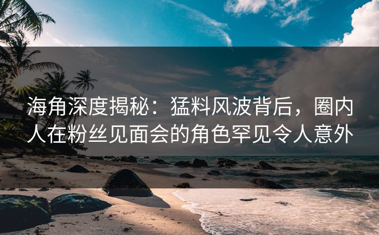 海角深度揭秘：猛料风波背后，圈内人在粉丝见面会的角色罕见令人意外