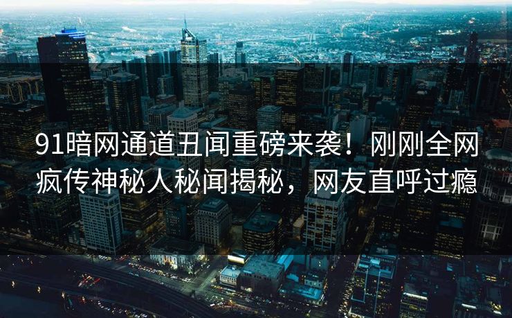 91暗网通道丑闻重磅来袭！刚刚全网疯传神秘人秘闻揭秘，网友直呼过瘾  第1张