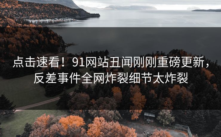 点击速看！91网站丑闻刚刚重磅更新，反差事件全网炸裂细节太炸裂