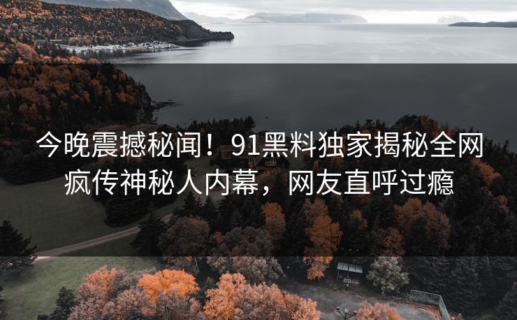 今晚震撼秘闻！91黑料独家揭秘全网疯传神秘人内幕，网友直呼过瘾
