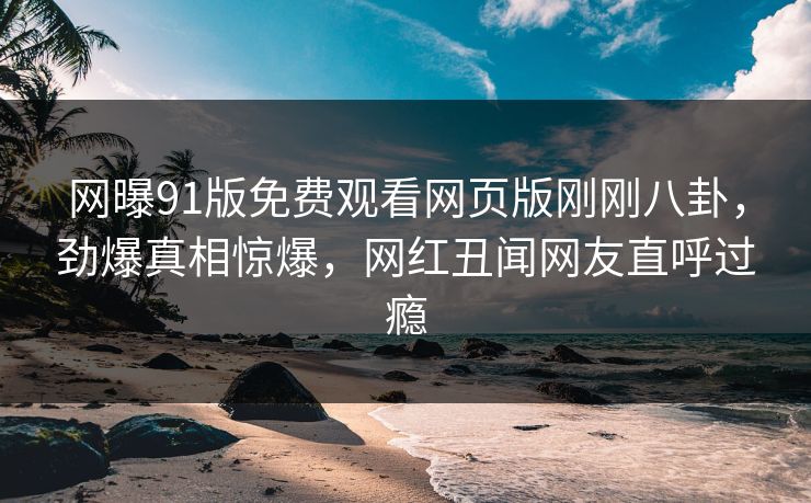 网曝91版免费观看网页版刚刚八卦，劲爆真相惊爆，网红丑闻网友直呼过瘾