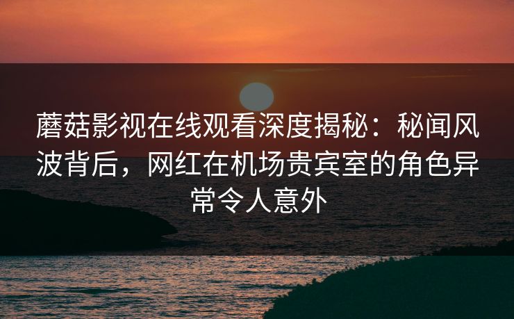 蘑菇影视在线观看深度揭秘：秘闻风波背后，网红在机场贵宾室的角色异常令人意外