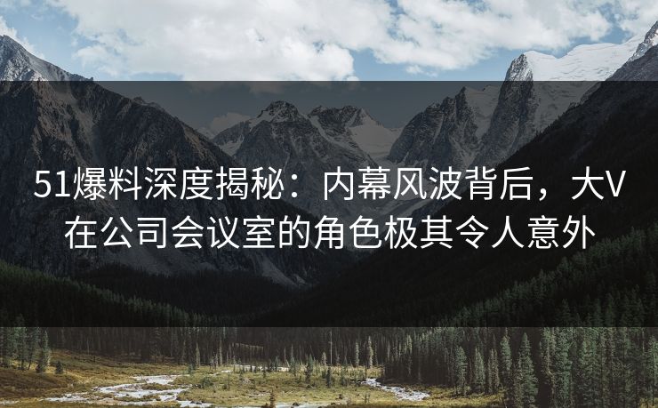 51爆料深度揭秘：内幕风波背后，大V在公司会议室的角色极其令人意外  第1张
