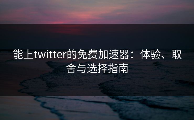 能上twitter的免费加速器：体验、取舍与选择指南  第1张