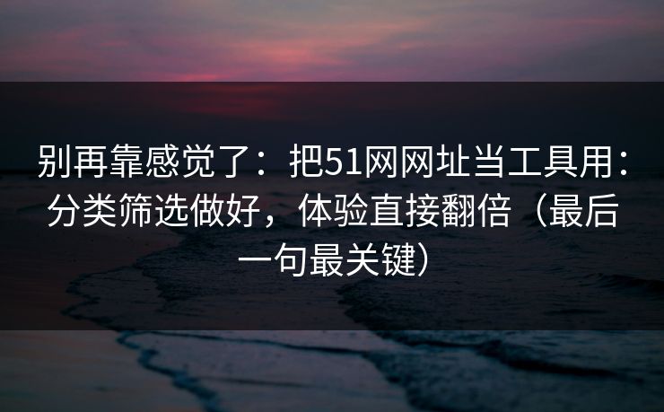 别再靠感觉了：把51网网址当工具用：分类筛选做好，体验直接翻倍（最后一句最关键）  第1张